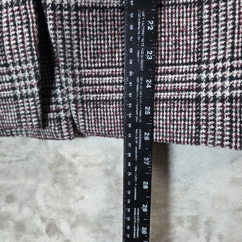 Veronica Beard Cutaway Up-Collar Plaid Dickey Blazer Wool Blend Burgundy gray 4 - Picture 6 of 11